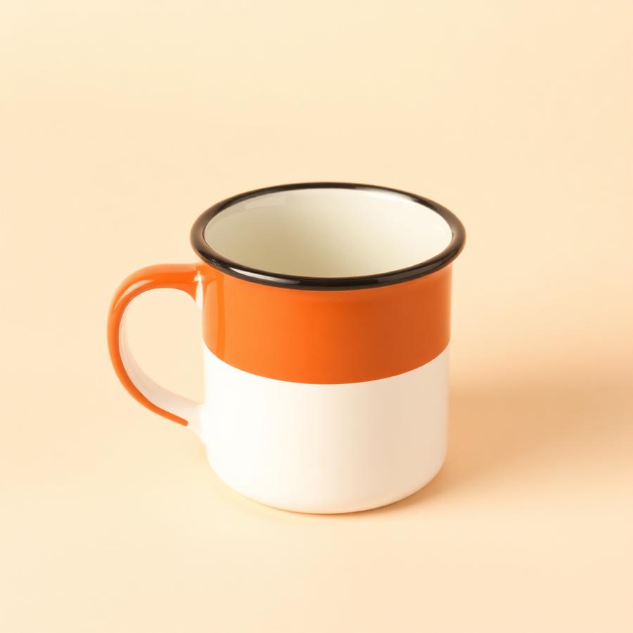 Mug émaillé bicolore personnalisable avec logo d'entreprise